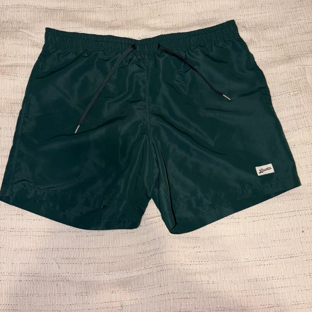 Bather Swim Trunks Mens Large Green Elastic Waist Lined Shorts Beach Pool